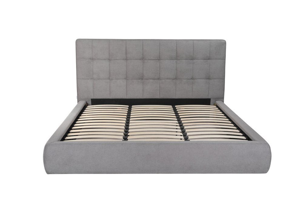 Gray Tufted Linen Blend Upholstered King Bed Frame HomeRoots