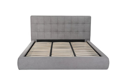 Gray Tufted Linen Blend Upholstered King Bed Frame HomeRoots