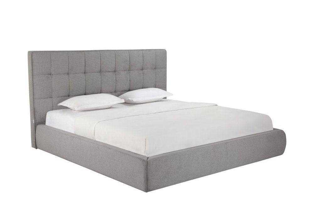 Gray Tufted Linen Blend Upholstered King Bed Frame HomeRoots