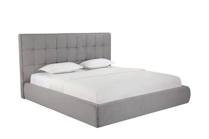 Gray Tufted Linen Blend Upholstered King Bed Frame HomeRoots