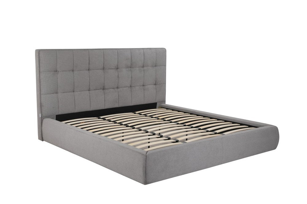 Gray Tufted Linen Blend Upholstered King Bed Frame HomeRoots