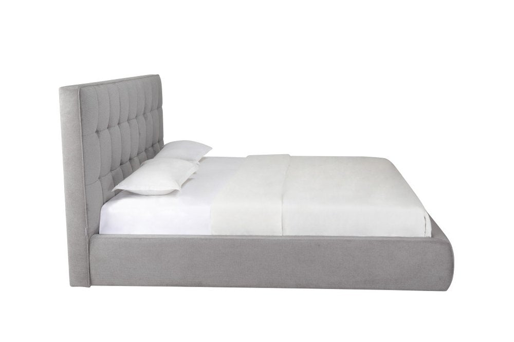 Gray Tufted Linen Blend Upholstered King Bed Frame HomeRoots