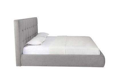 Gray Tufted Linen Blend Upholstered King Bed Frame HomeRoots