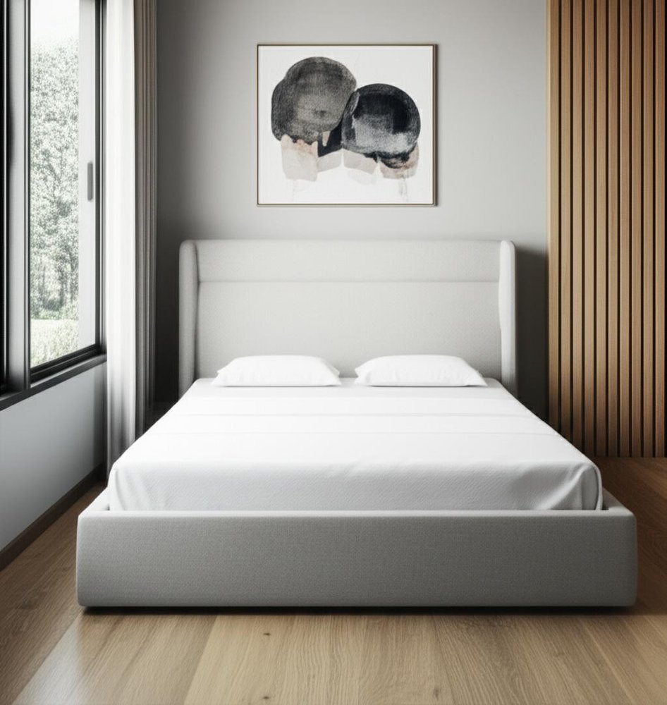 Gray Fabric Upholstered Queen Bed Frame HomeRoots
