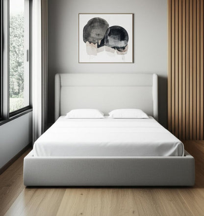 Gray Fabric Upholstered Queen Bed Frame HomeRoots