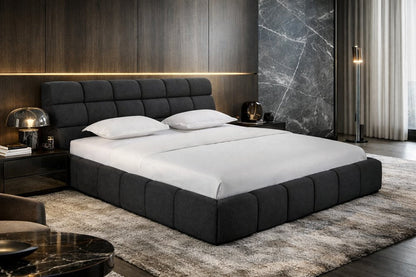 Dark Gray Tufted Linen Blend Upholstered Queen Bed Frame HomeRoots