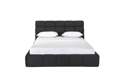 Dark Gray Tufted Linen Blend Upholstered Queen Bed Frame HomeRoots