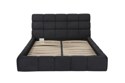 Dark Gray Tufted Linen Blend Upholstered Queen Bed Frame HomeRoots