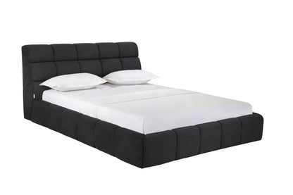Dark Gray Tufted Linen Blend Upholstered Queen Bed Frame HomeRoots