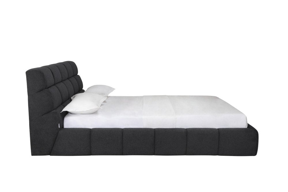 Dark Gray Tufted Linen Blend Upholstered Queen Bed Frame HomeRoots