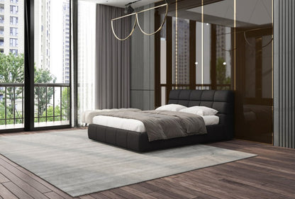 Dark Gray Tufted Linen Blend Upholstered Queen Bed Frame HomeRoots