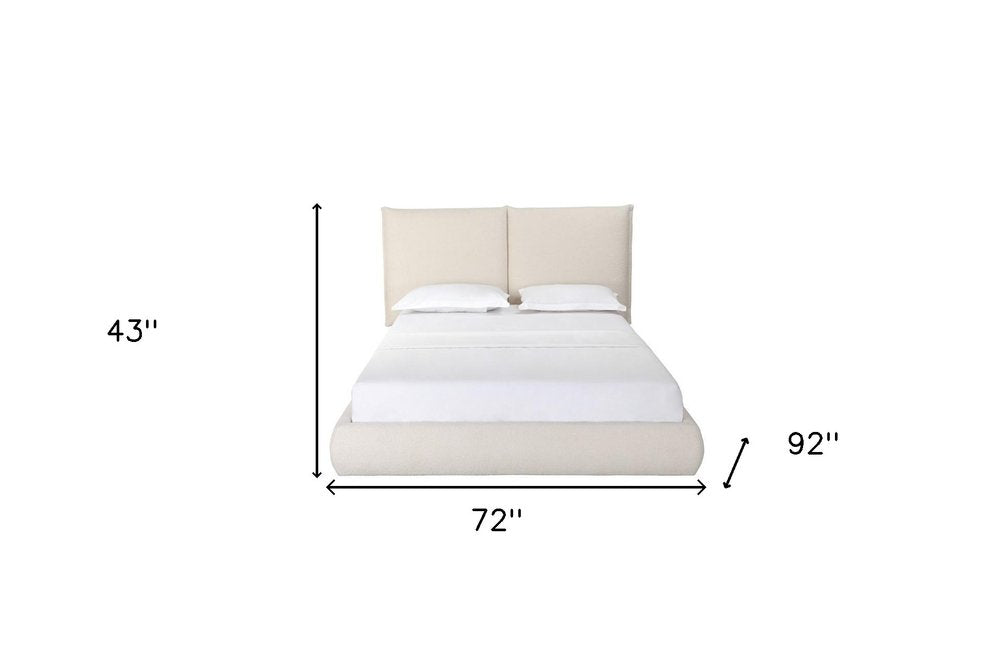 Beige Tufted Boucle Queen Bed Frame HomeRoots