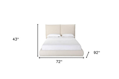 Beige Tufted Boucle Queen Bed Frame HomeRoots