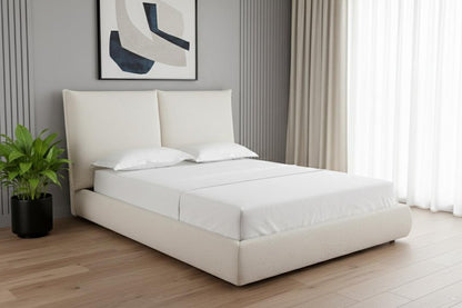 Beige Tufted Boucle Queen Bed Frame HomeRoots