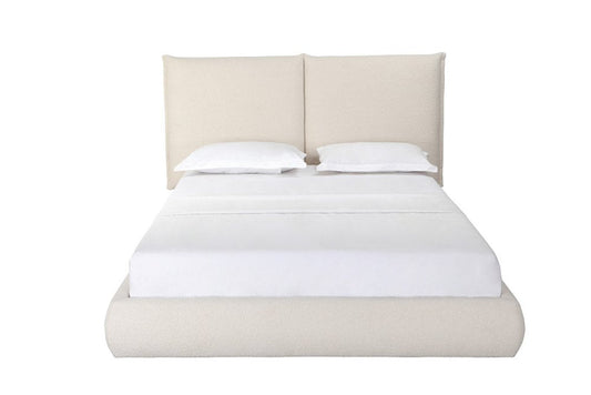 Beige Tufted Boucle Queen Bed Frame HomeRoots