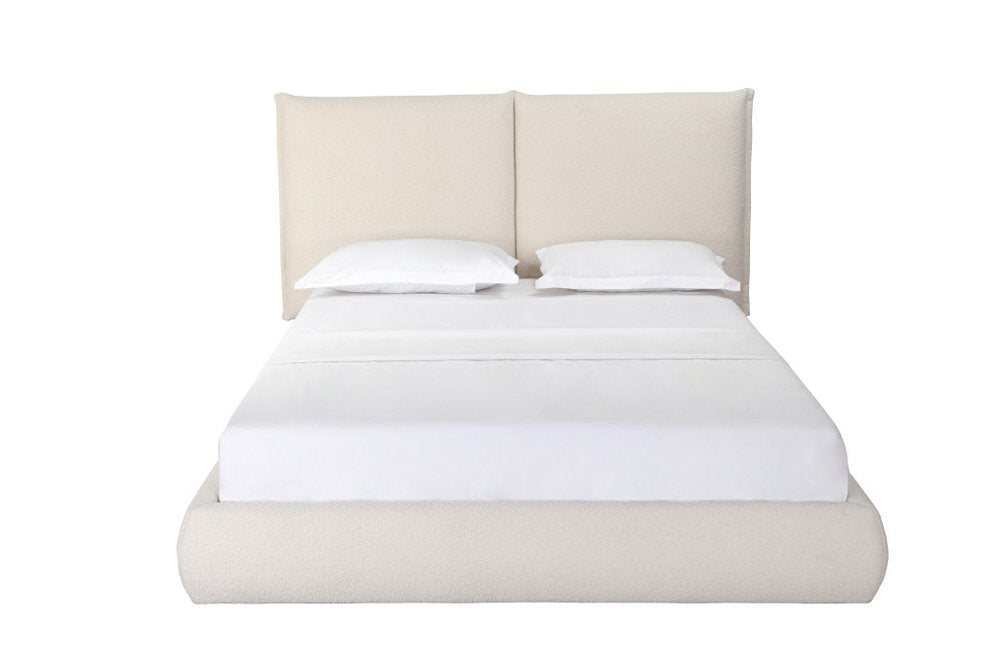 Beige Tufted Boucle Queen Bed Frame HomeRoots