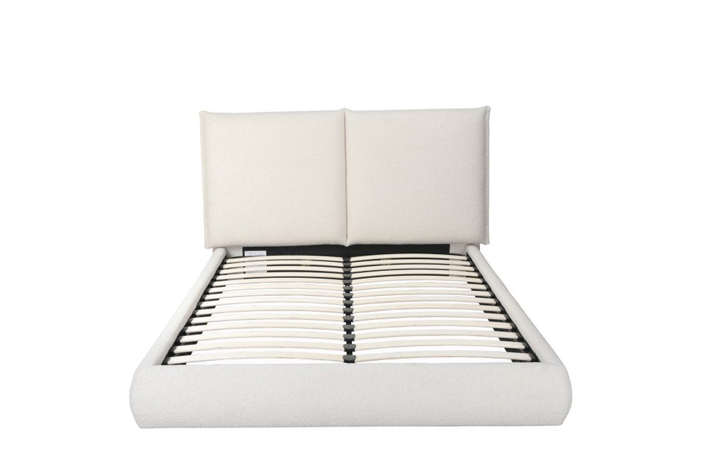 Beige Tufted Boucle Queen Bed Frame HomeRoots