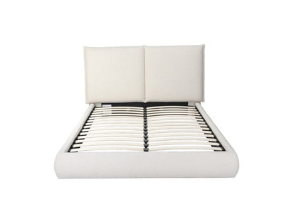 Beige Tufted Boucle Queen Bed Frame HomeRoots