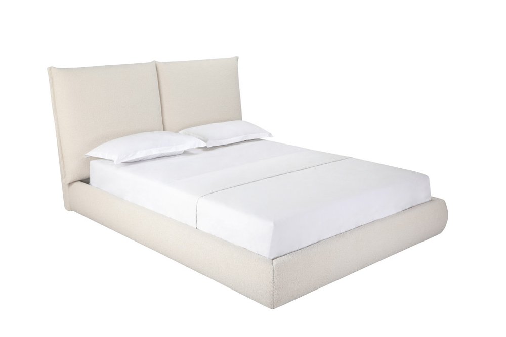 Beige Tufted Boucle Queen Bed Frame HomeRoots