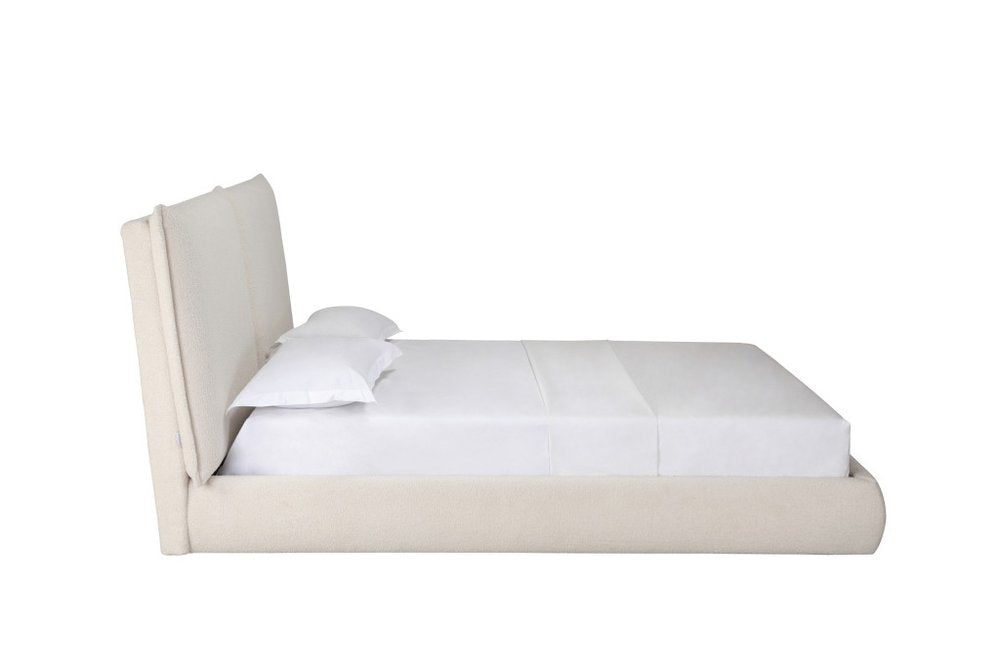 Beige Tufted Boucle Queen Bed Frame HomeRoots