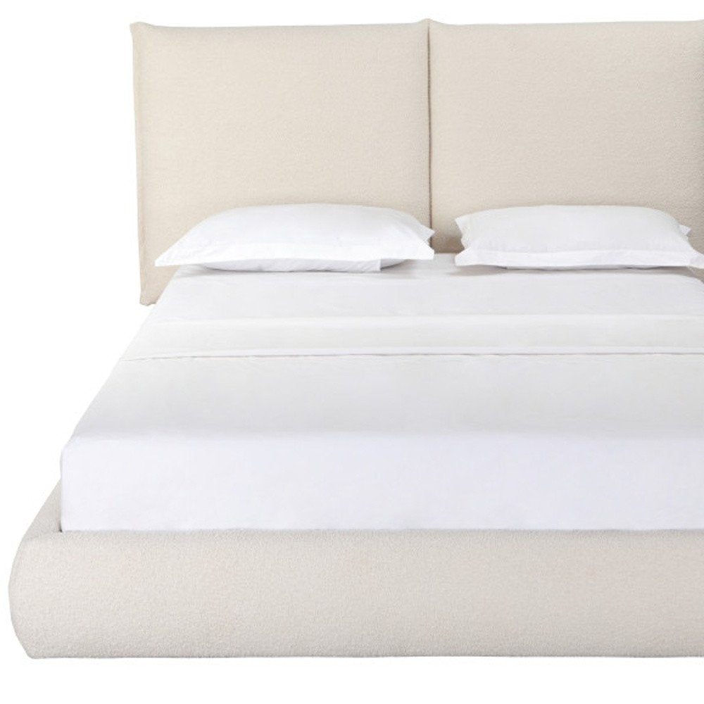 Beige Tufted Boucle Queen Bed Frame HomeRoots