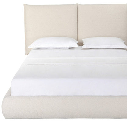 Beige Tufted Boucle Queen Bed Frame HomeRoots