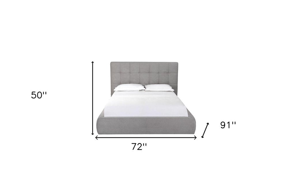 Gray Tufted Linen Blend Upholstered Queen Bed Frame HomeRoots