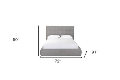 Gray Tufted Linen Blend Upholstered Queen Bed Frame HomeRoots