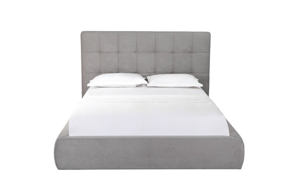 Gray Tufted Linen Blend Upholstered Queen Bed Frame HomeRoots