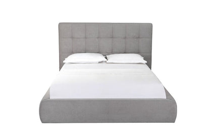 Gray Tufted Linen Blend Upholstered Queen Bed Frame HomeRoots