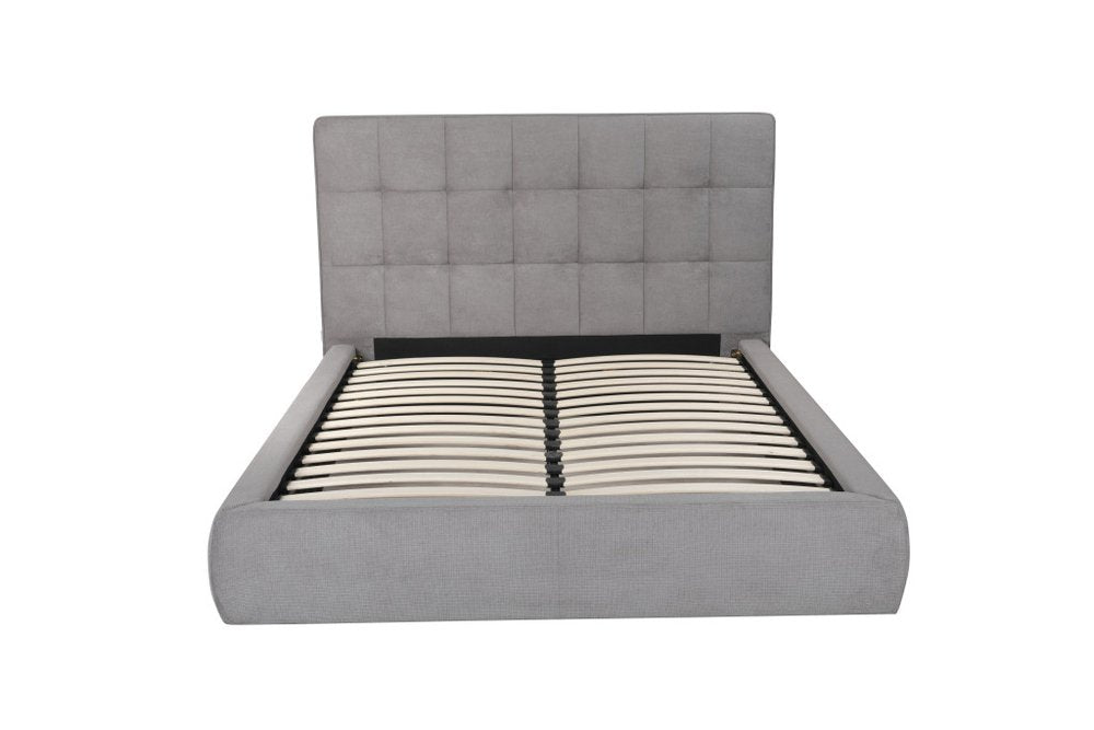Gray Tufted Linen Blend Upholstered Queen Bed Frame HomeRoots