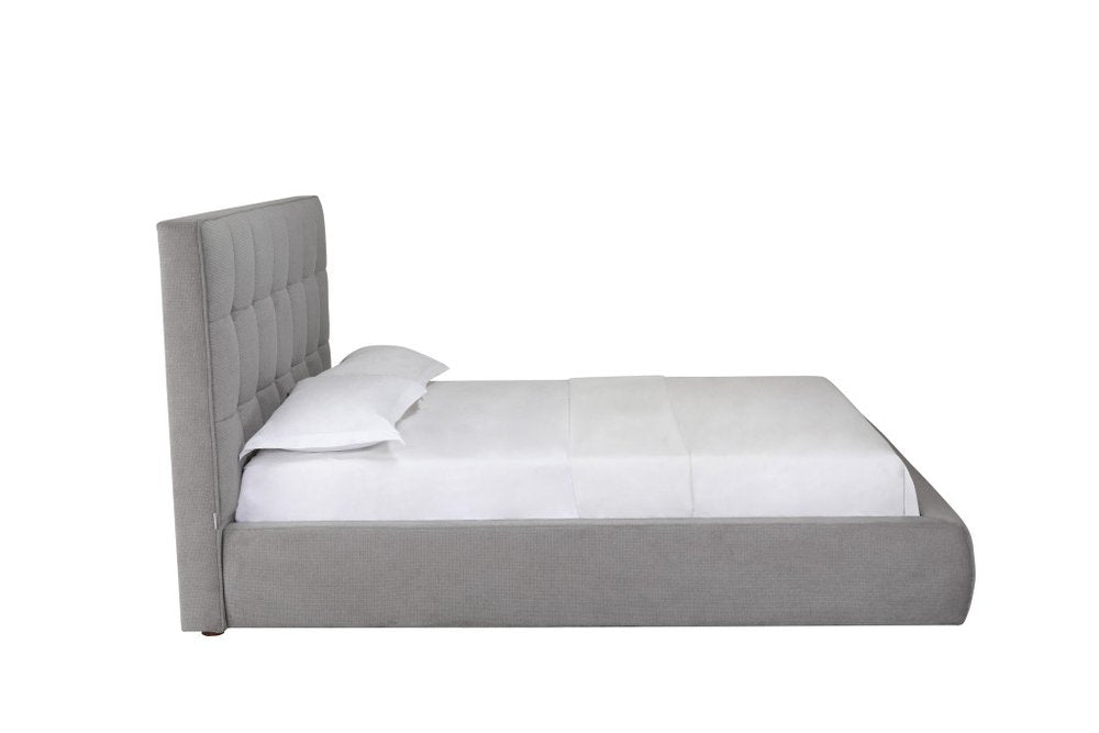 Gray Tufted Linen Blend Upholstered Queen Bed Frame HomeRoots