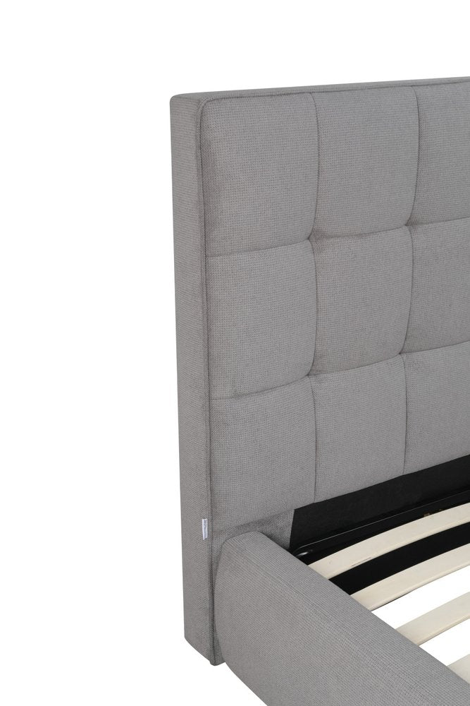Gray Tufted Linen Blend Upholstered Queen Bed Frame HomeRoots