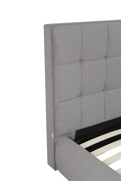 Gray Tufted Linen Blend Upholstered Queen Bed Frame HomeRoots
