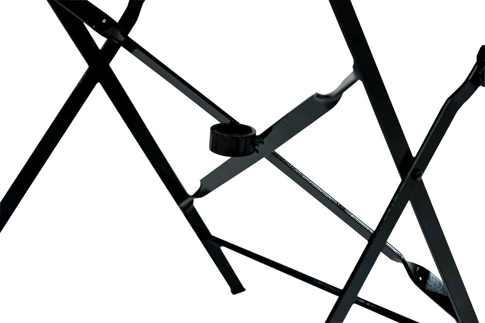 30" Black Rounded Aluminum Folding Outdoor Bistro Table with Umbrella Hole HomeRoots