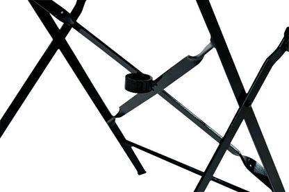 30" Black Rounded Aluminum Folding Outdoor Bistro Table with Umbrella Hole HomeRoots