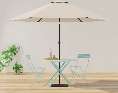 30" Aqua Rounded Aluminum Folding Outdoor Bistro Table with Umbrella Hole HomeRoots