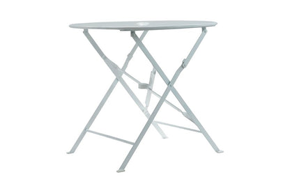 30" White Aluminum Round Folding Outdoor Bistro Table with Umbrella Hole HomeRoots