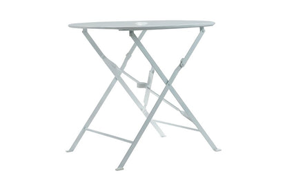 30" White Rounded Aluminum Folding Outdoor Bistro Table with Umbrella Hole HomeRoots