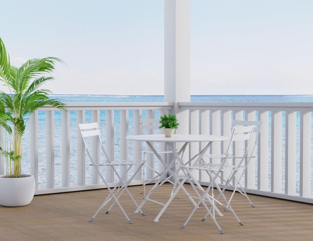 36" White Rounded Aluminum Folding Outdoor Dining Table with Umbrella Hole HomeRoots