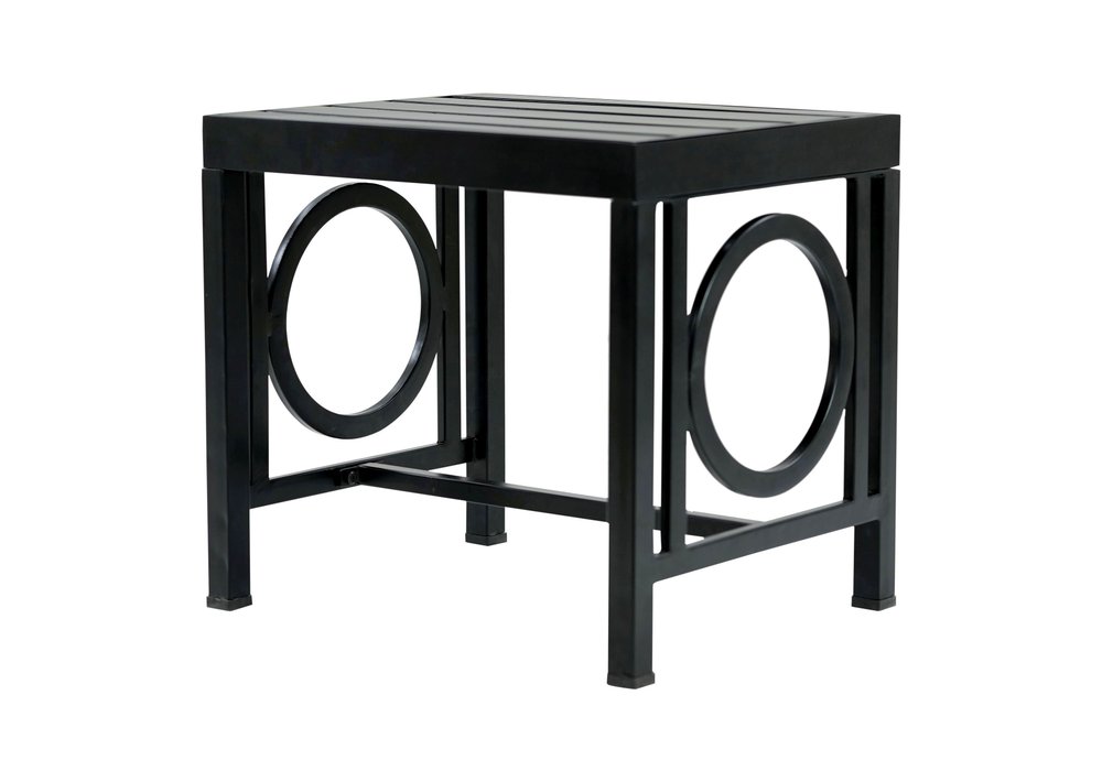 16" Black Aluminum Geo Slat Outdoor Side Table HomeRoots