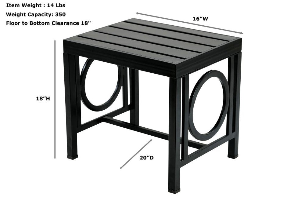 16" Black Aluminum Geo Slat Outdoor Side Table HomeRoots