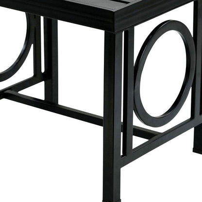16" Black Aluminum Geo Slat Outdoor Side Table HomeRoots