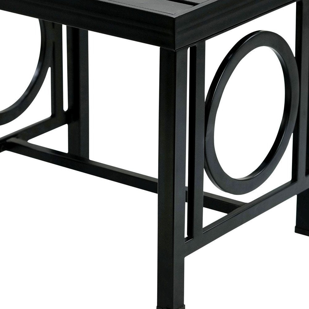 16" Black Aluminum Geo Slat Outdoor Side Table HomeRoots
