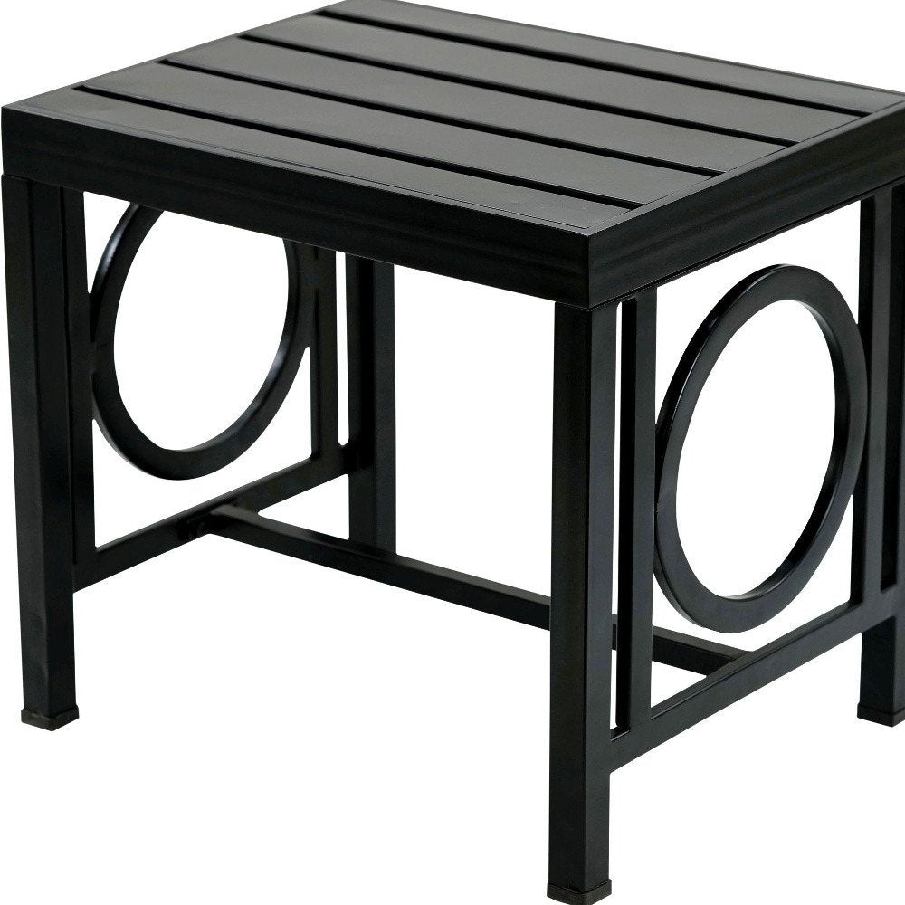16" Black Aluminum Geo Slat Outdoor Side Table HomeRoots