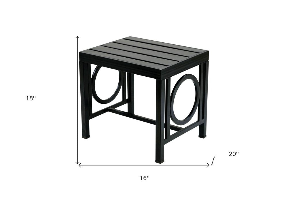 16" Black Aluminum Geo Slat Outdoor Side Table HomeRoots
