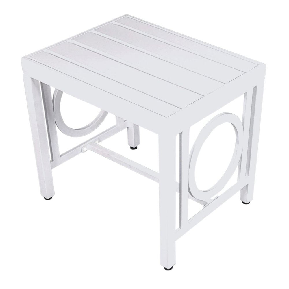 16" White Metal Outdoor Side Table HomeRoots