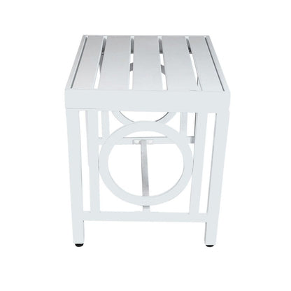 16" White Metal Outdoor Side Table HomeRoots