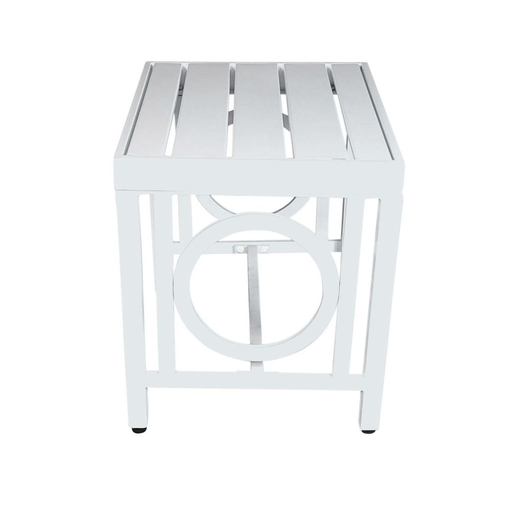 16" White Metal Outdoor Side Table HomeRoots