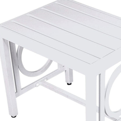 16" White Metal Outdoor Side Table HomeRoots